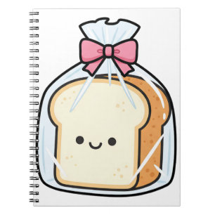 Cute Kawaii Cartoon Illustration of Sliced Bread Notebook