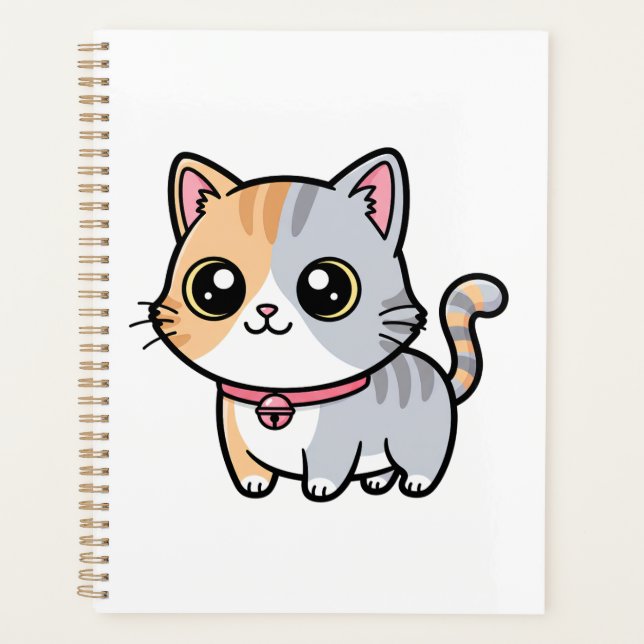 Cute Kawaii Cartoon Kitten Mascot Planner (Front)