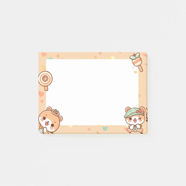cute kawaii cartoons post-it notes (Front)