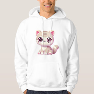 Cute Kawaii Cat Adorable Pastel Pink Kitty Design Hoodie