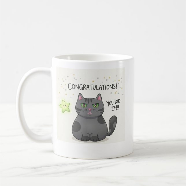 Cute Kawaii Cat Aesthetic Print Coffee Mug (Left)
