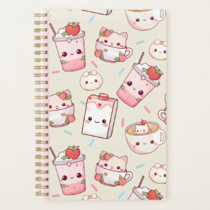 Cute Kawaii Cat and Coffee Print Planner Adorable