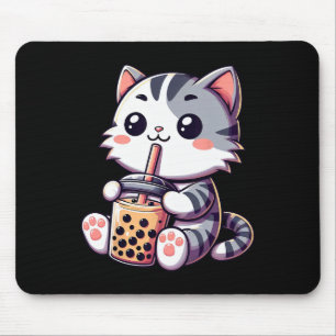 Cute Kawaii Cat Boba Bubble Milk Tea Anime Neko Ki Mouse Pad