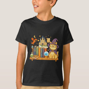 Cute kawaii cat books wizard T-Shirt
