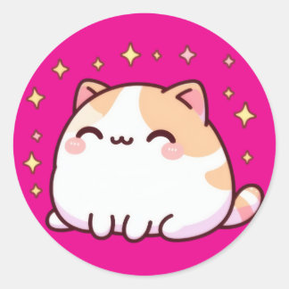 Cute kawaii cat classic round sticker
