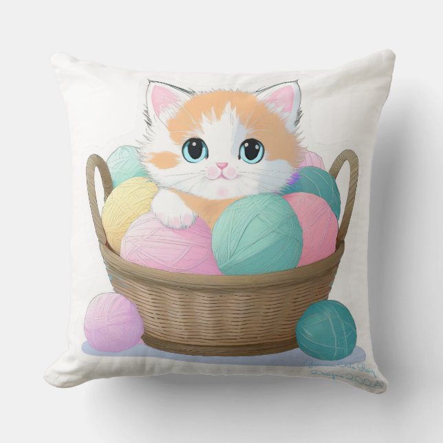 Cute kawaii cat  cushion (Front)