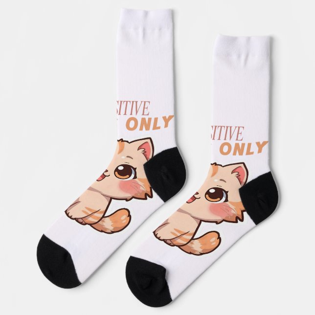 Cute Kawaii Cat Design Socks (Left)