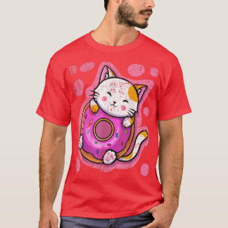 Cute Kawaii Cat Donut Japanese Anime Women or Girl T-Shirt
