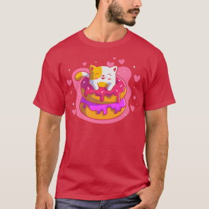 Cute Kawaii Cat Doughnut Japanese Anime Style Funn T-Shirt