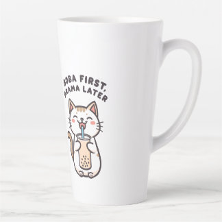 Cute Kawaii Cat Drinking Bubble Tea Latte Mug