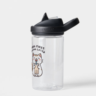 Cute Kawaii Cat Drinking Bubble Tea Water Bottle