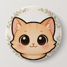 Cute Kawaii Cat Face Button