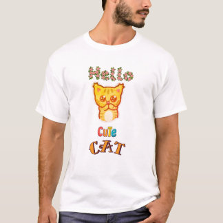 Cute Kawaii Cat Face Graphic T-Shirt