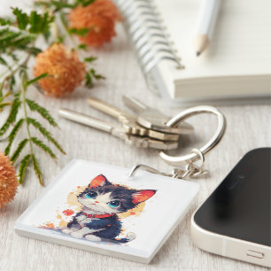 Cute Kawaii Cat for Cat Lovers Key Ring