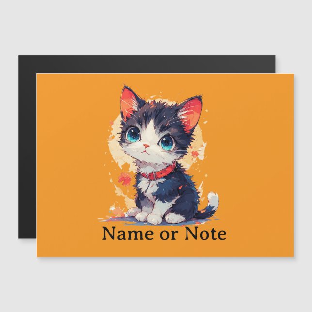 Cute Kawaii Cat for Cat Lovers Thin Magnetic Card (Front/Back)