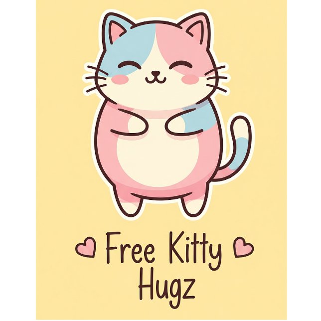 Cute Kawaii Cat Free Pup Hugz Pastel Round Butto 6 Cm Round Badge (Creator Uploaded)