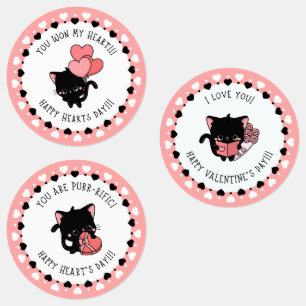 Cute Kawaii Cat Hearts Kids Valentine Treat Pack