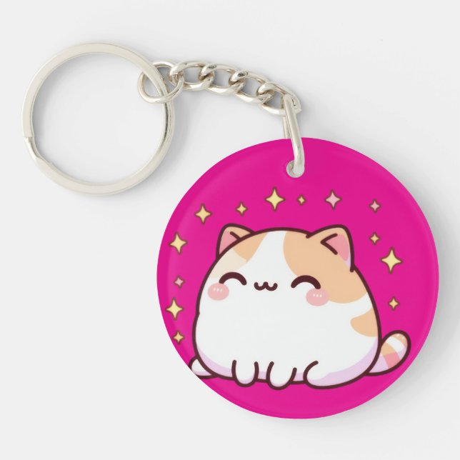 Cute kawaii cat key ring (Front)