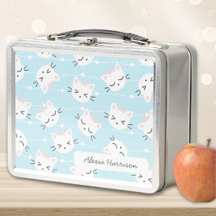 Cute Kawaii Cat Kitten Name Metal Lunch Box