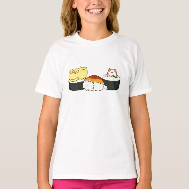 Cute Kawaii Cat-lifornia Sushi Roll T-Shirt (Front)