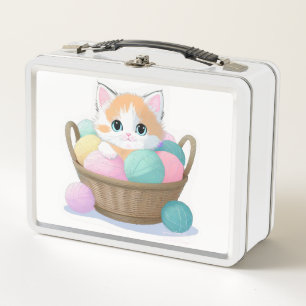 cute kawaii cat metal lunch box