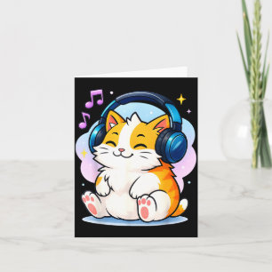Cute Kawaii Cat Neko Funny Music Kitten Lover K-p Card