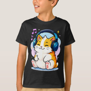 Cute Kawaii Cat Neko Funny Music Kitten Lover K-p  T-Shirt