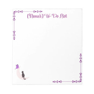 Cute Kawaii Cat on Moon with Butterfly Custom Notepad
