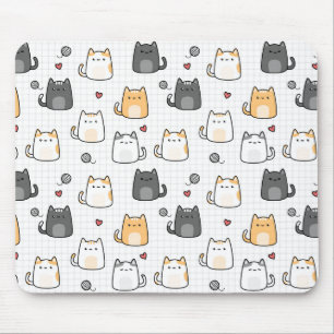 Cute Kawaii Cat Pattern Mouse Pad