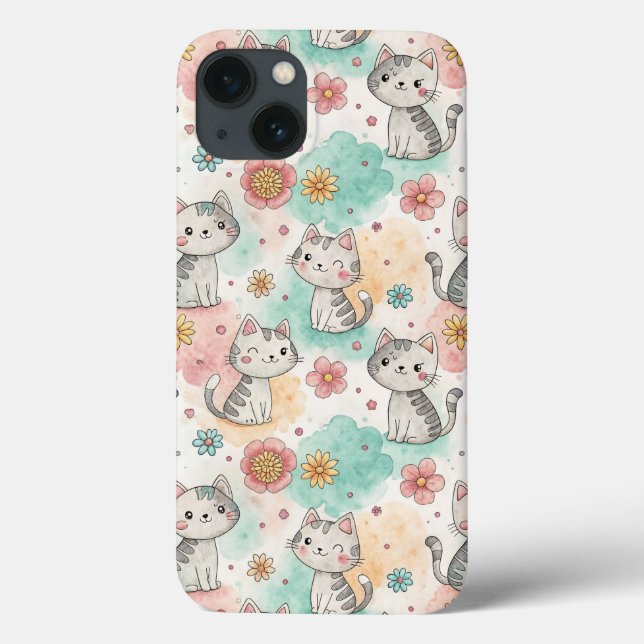 Cute kawaii cat pattern pastel Case-Mate iPhone case (Back)