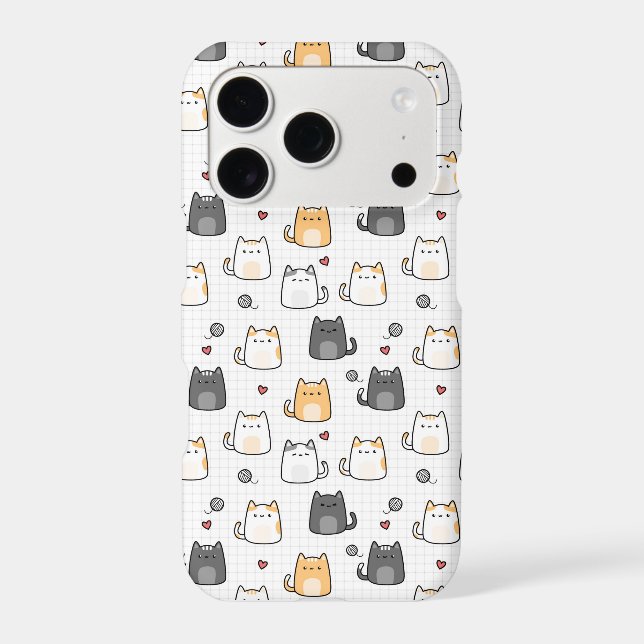 Cute Kawaii Cat Pattern Phone Case |Minimalist Cat (Back)