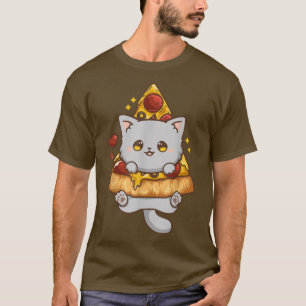 Cute Kawaii Cat Pizza Anime  T-Shirt
