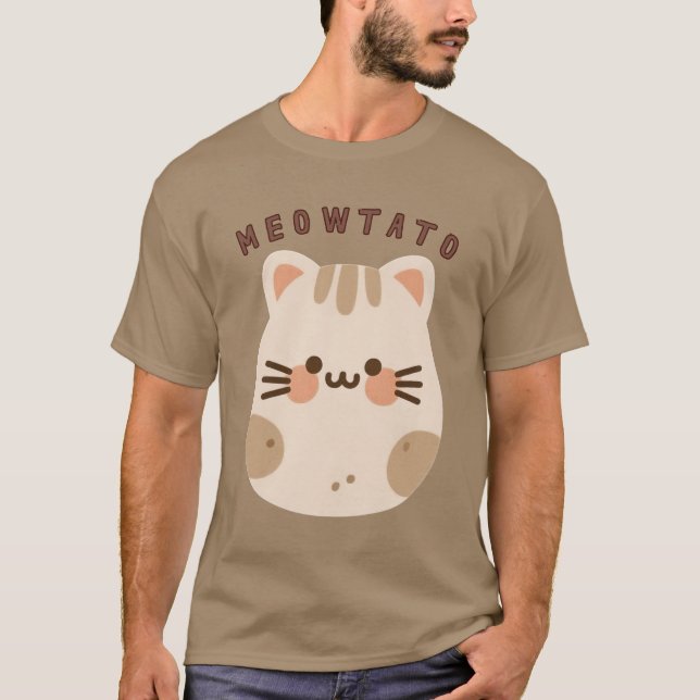 Cute Kawaii Cat Potato Mashup  T-Shirt (Front)
