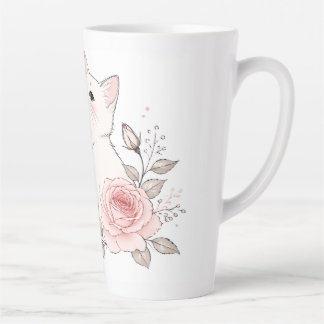 Cute Kawaii Cat "Pretty but Savage" Floral Coffee Latte Mug