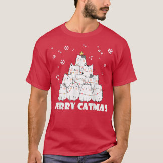 Cute Kawaii Cat Tree Merry Xmas 2022 Feline Owner  T-Shirt