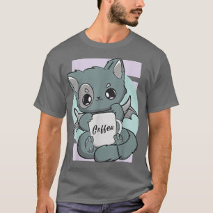 Cute Kawaii Cat With Coffee Mug Moka Barista Neko T-Shirt
