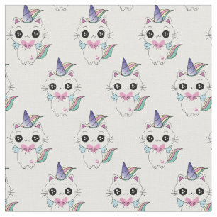 Cute Kawaii Caticorn Unicorn Pattern Fabric