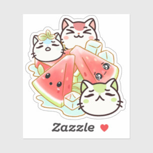 Cute Kawaii Cats and Icy Watermelon