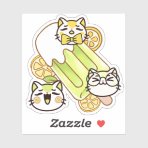 Cute Kawaii Cats and Lemon Ice Pop