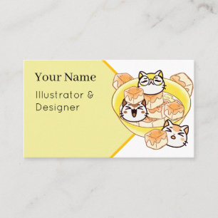 Cute Kawaii Cats and Tofu Bowl Business Card