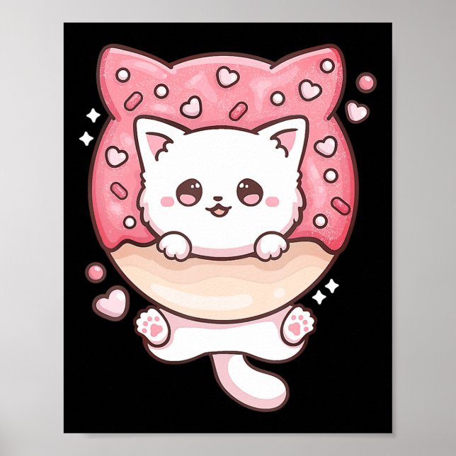 Cute Kawaii Cats Doughnut Anime Lover Otaku Fun Ca Poster (Front)