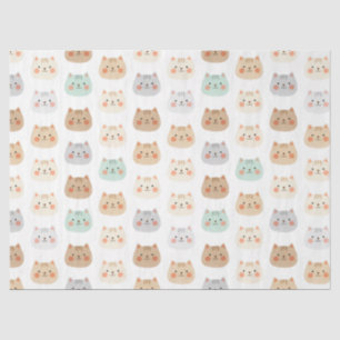 Cute Kawaii Cats Hand-Drawn Illustrations Pastel Tissue Paper