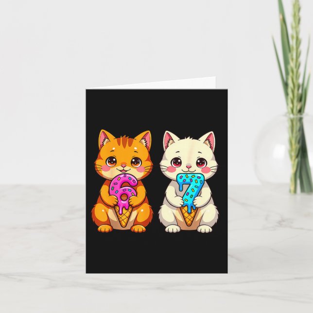 Cute Kawaii Cats Neko 67 Drip Meme Funny Six Seven Card (Front)