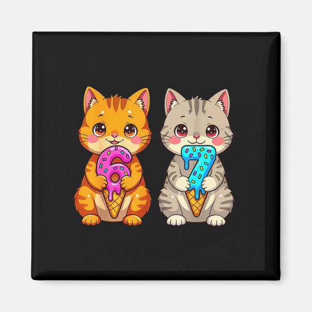 Cute Kawaii Cats Neko 67 Drip Meme Funny Six Seven Magnet (Front)