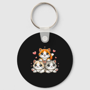 Cute kawaii cats neko funny kitten cat lover giftC Key Ring