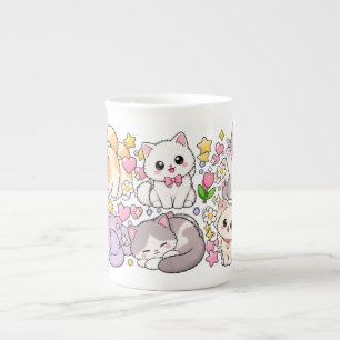 Cute Kawaii Cats – Pastel Colours, Playful & Adora Bone China Mug