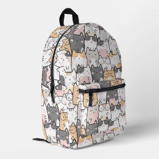 Cute Kawaii Cats Pattern Printed Backpack