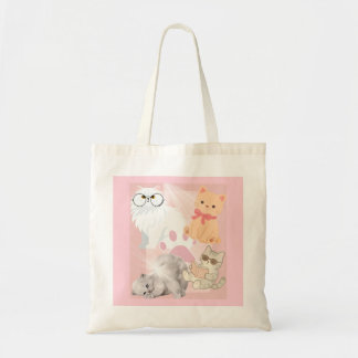 Cute Kawaii Cats Pink Tote Bag | Funny Cat Lover C