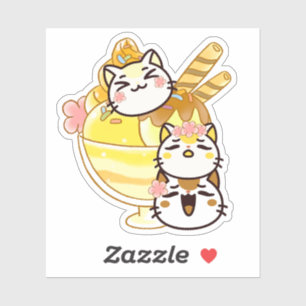 Cute Kawaii Cats with Giant Ice Cream Sundae