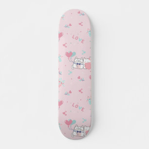Cute Kawaii Cats with Hearts Skateboard